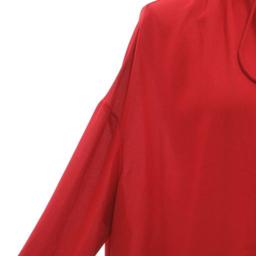 Balenciaga Blouse Cut And Sewn Long Sleeve Pullover High Neck Ribbon 36 Red GV
