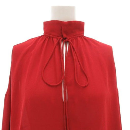 Balenciaga Blouse Cut And Sewn Long Sleeve Pullover High Neck Ribbon 36 Red GV