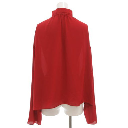Balenciaga Blouse Cut And Sewn Long Sleeve Pullover High Neck Ribbon 36 Red GV
