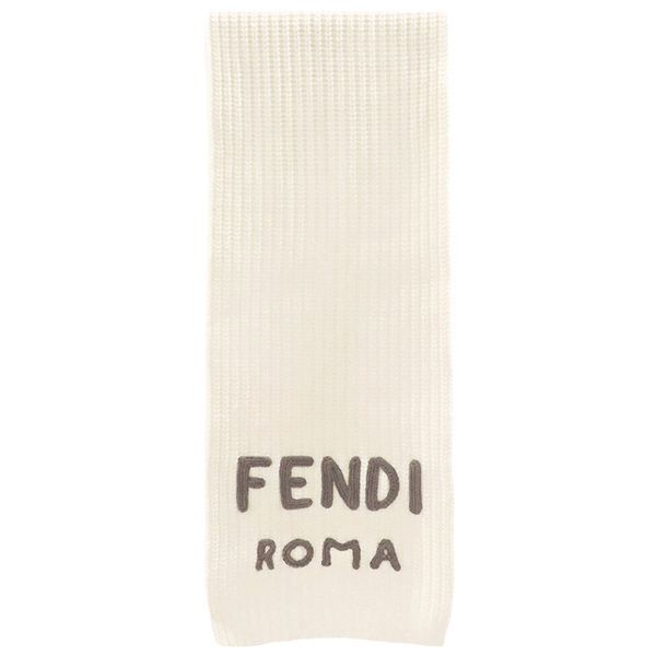 Fendi Scarf Logo Knit Wool Cream Ivory White Fxt352