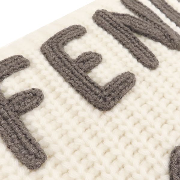 Fendi Scarf Logo Knit Wool Cream Ivory White Fxt352