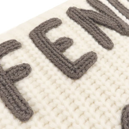 Fendi Scarf Logo Knit Wool Cream Ivory White Fxt352
