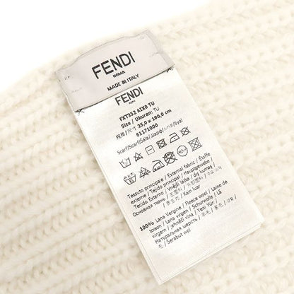 Fendi Scarf Logo Knit Wool Cream Ivory White Fxt352