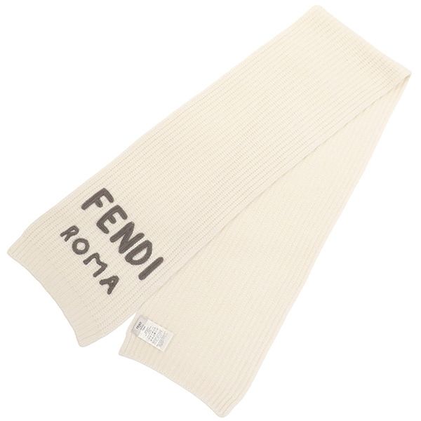 Fendi Scarf Logo Knit Wool Cream Ivory White Fxt352