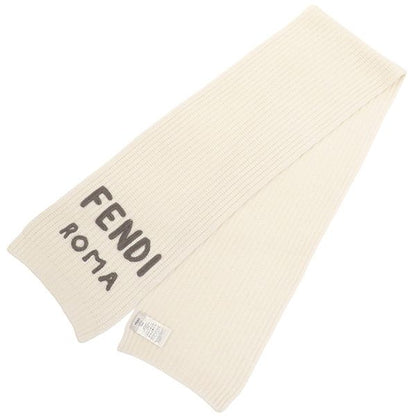 Fendi Scarf Logo Knit Wool Cream Ivory White Fxt352