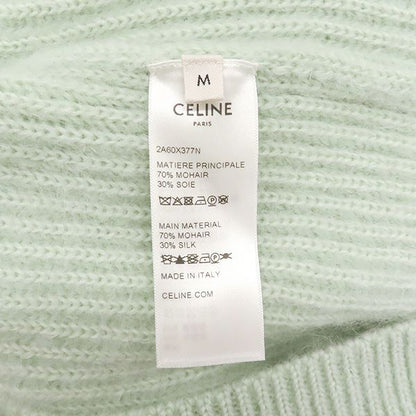 Celine Cardigan Mohair Short Sleeve Knit Mohair Silk Mint Green M Mohair Silk