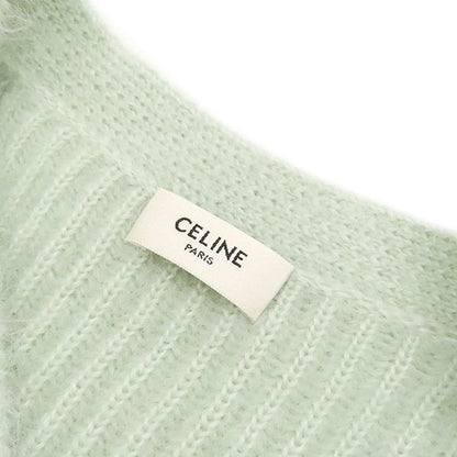 Celine Cardigan Mohair Short Sleeve Knit Mohair Silk Mint Green M Mohair Silk