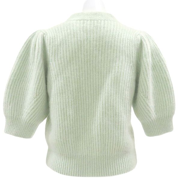 Celine Cardigan Mohair Short Sleeve Knit Mohair Silk Mint Green M Mohair Silk