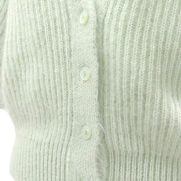 Celine Cardigan Mohair Short Sleeve Knit Mohair Silk Mint Green M Mohair Silk
