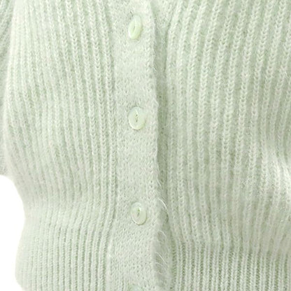 Celine Cardigan Mohair Short Sleeve Knit Mohair Silk Mint Green M Mohair Silk