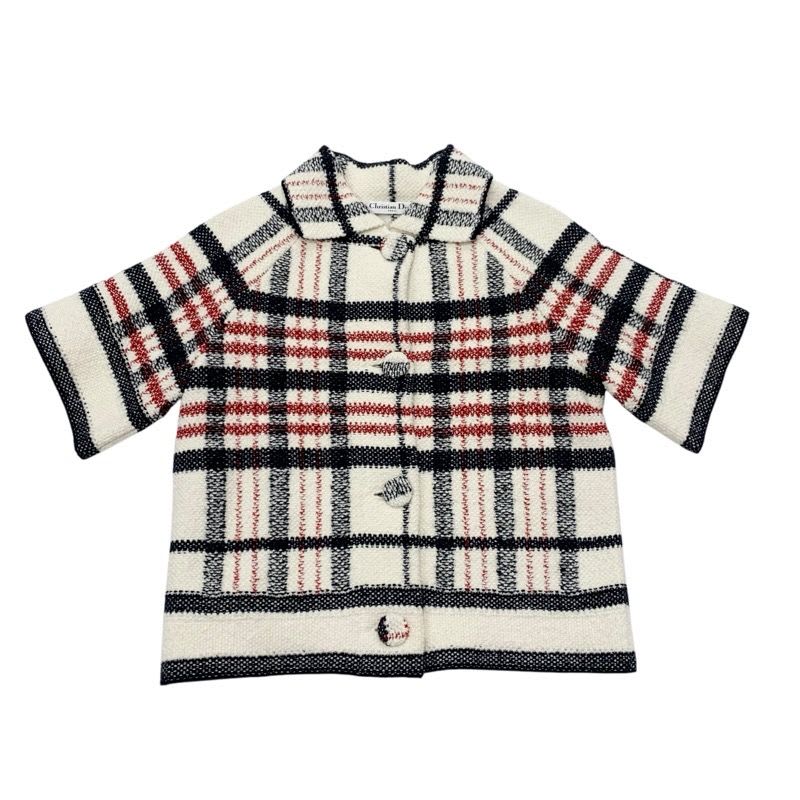 Christian Dior Outerwear White Navy Red Jacket Check Logo Short Length