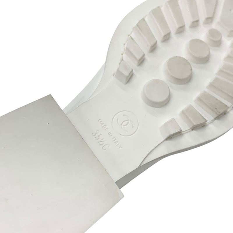 Chanel Loafers Leather Shoes Patent White Gold Here Mark Pearl