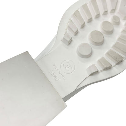 Chanel Loafers Leather Shoes Patent White Gold Here Mark Pearl