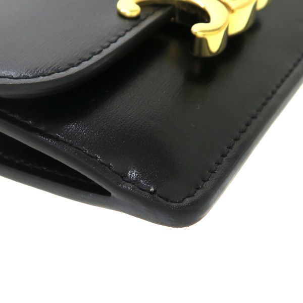 Celine Triomphe Cardholder With Flap / Shiny Calfskin 10i583dpv.38no