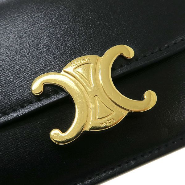 Celine Triomphe Cardholder With Flap / Shiny Calfskin 10i583dpv.38no