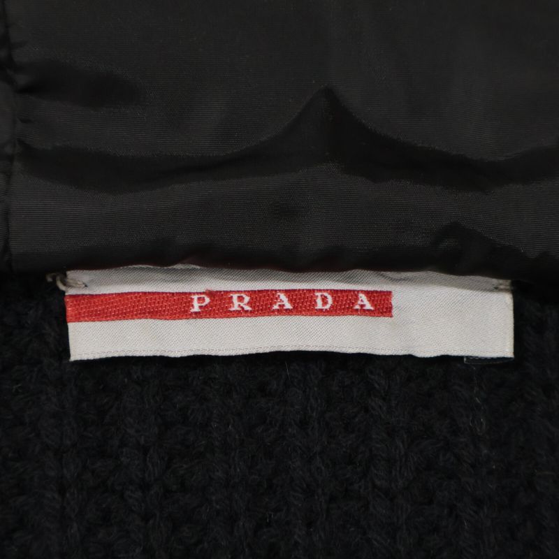 Prada Sport 125238 S90 06 Black Blue Fox Fur Knit Hoodie 38