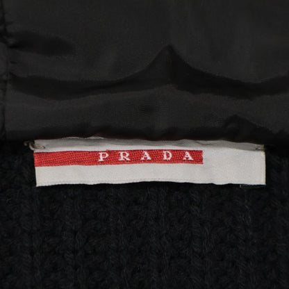 Prada Sport 125238 S90 06 Black Blue Fox Fur Knit Hoodie 38