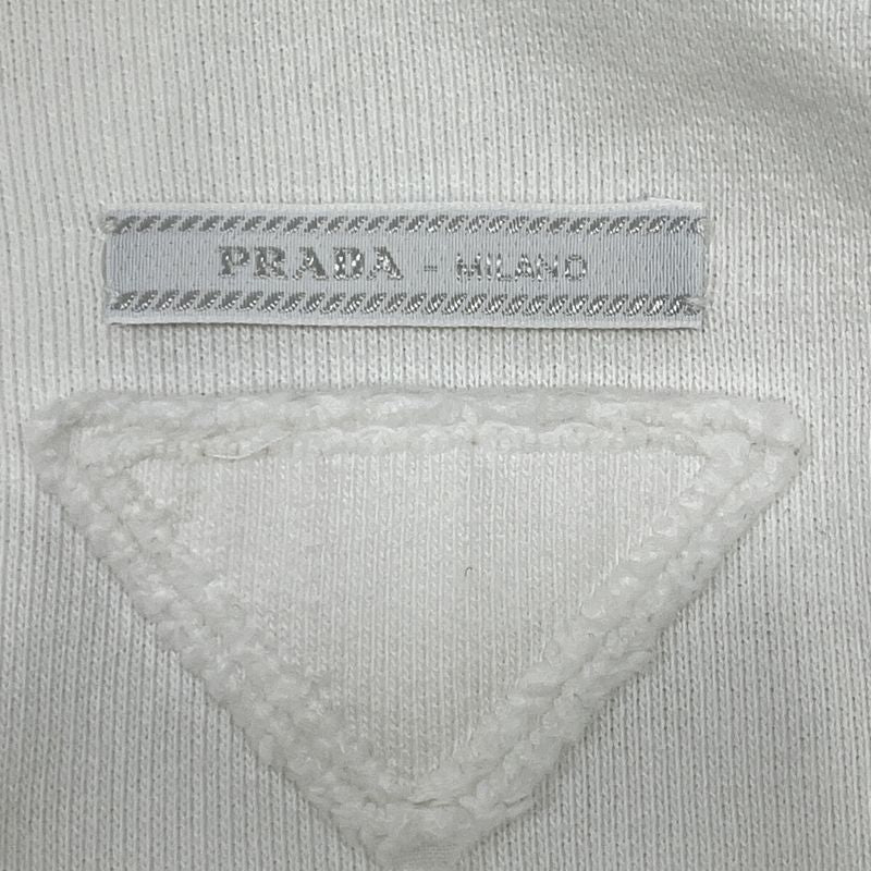 Prada White 138590 Triangle Cropped Zip Up Hoodie M