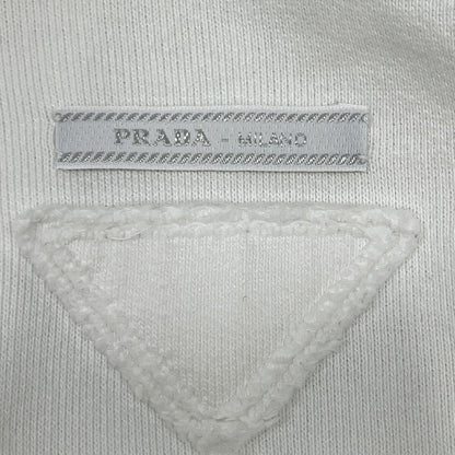 Prada White 138590 Triangle Cropped Zip Up Hoodie M