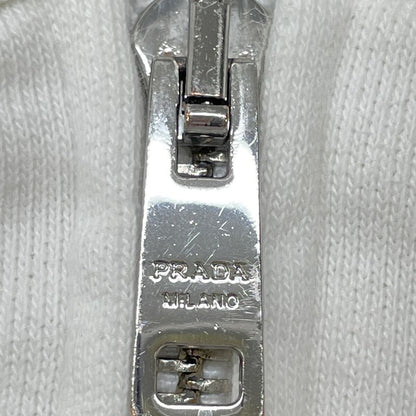 Prada White 138590 Triangle Cropped Zip Up Hoodie M