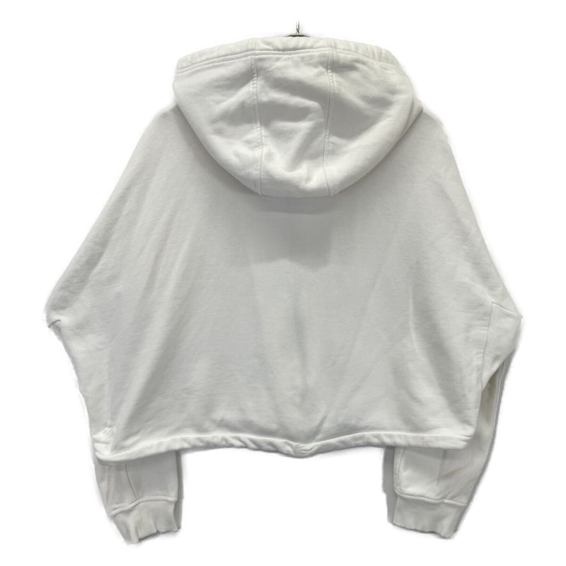 Prada White 138590 Triangle Cropped Zip Up Hoodie M