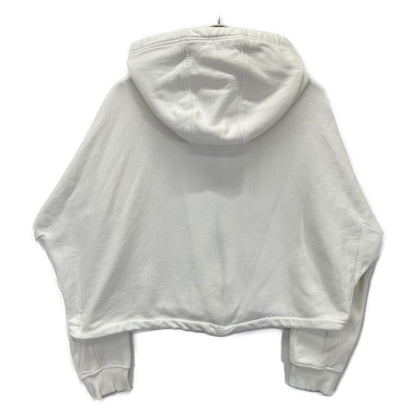 Prada White 138590 Triangle Cropped Zip Up Hoodie M