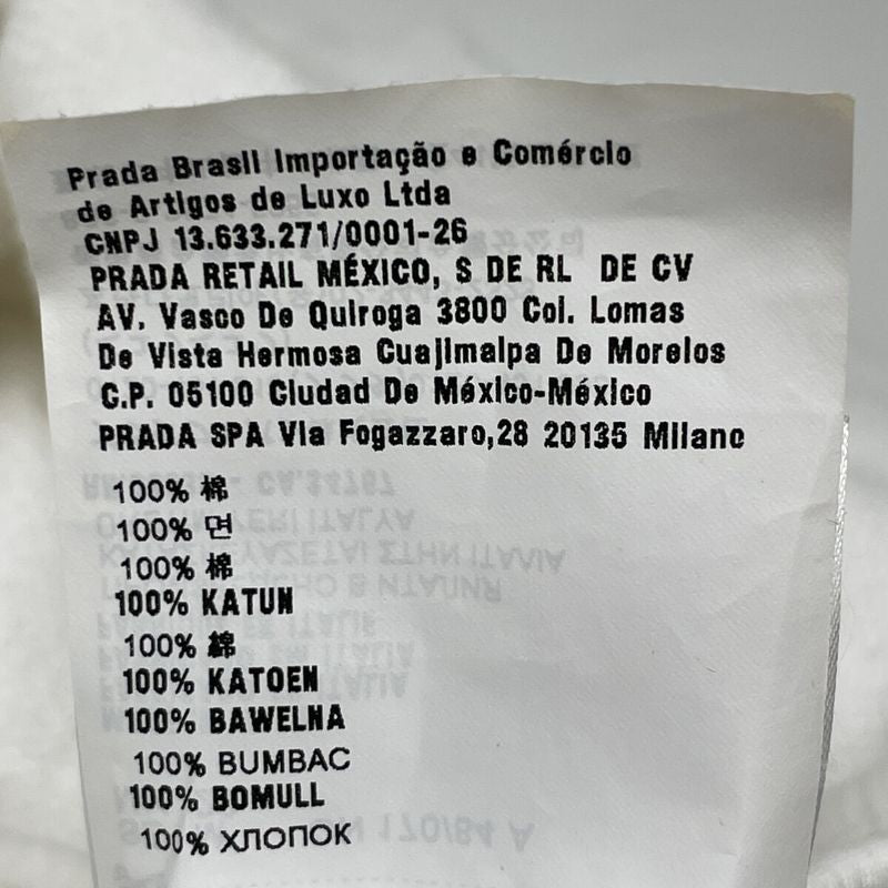 Prada White 138590 Triangle Cropped Zip Up Hoodie M