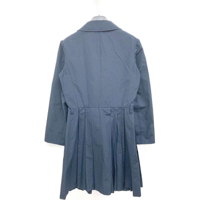Prada 13SS Navy Cotton And Polyester Gathered Trench Coat 38