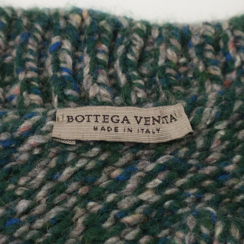 Bottega Veneta Green And Gray Cashmere And Wool Blend Knit With Stole 48