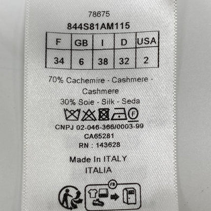 Christian DIOR 844s81am115 Beige Cashmere Silk BEE Embroidered Crewneck Knit 34