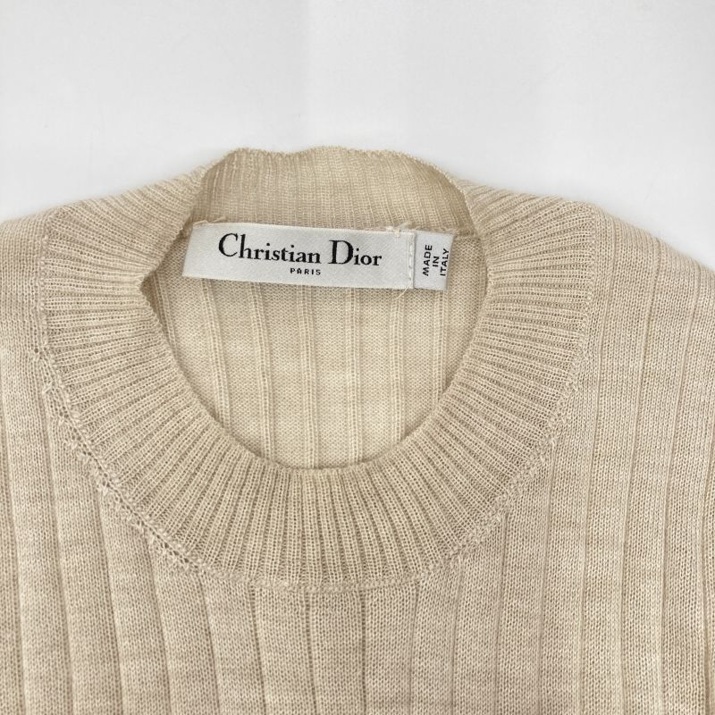 Christian DIOR 844s81am115 Beige Cashmere Silk BEE Embroidered Crewneck Knit 34