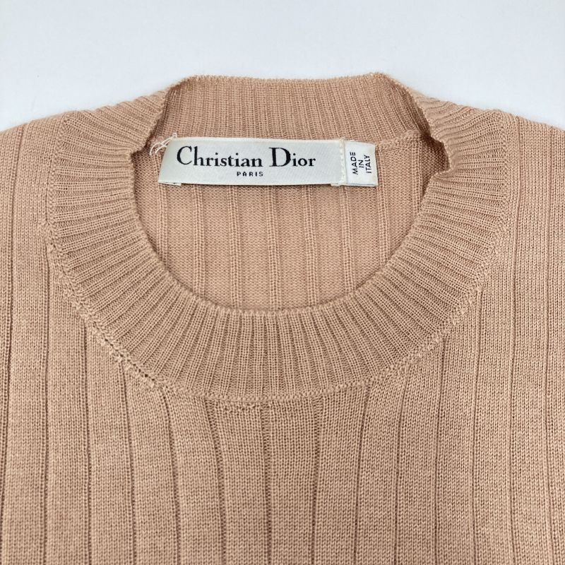 Christian DIOR 844s81am115 Brown Cashmere Silk BEE Embroidered Crewneck Knit 34