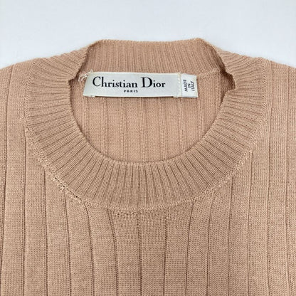 Christian DIOR 844s81am115 Brown Cashmere Silk BEE Embroidered Crewneck Knit 34