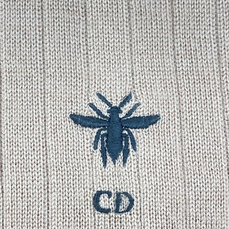Christian DIOR 844s81am115 Brown Cashmere Silk BEE Embroidered Crewneck Knit 34