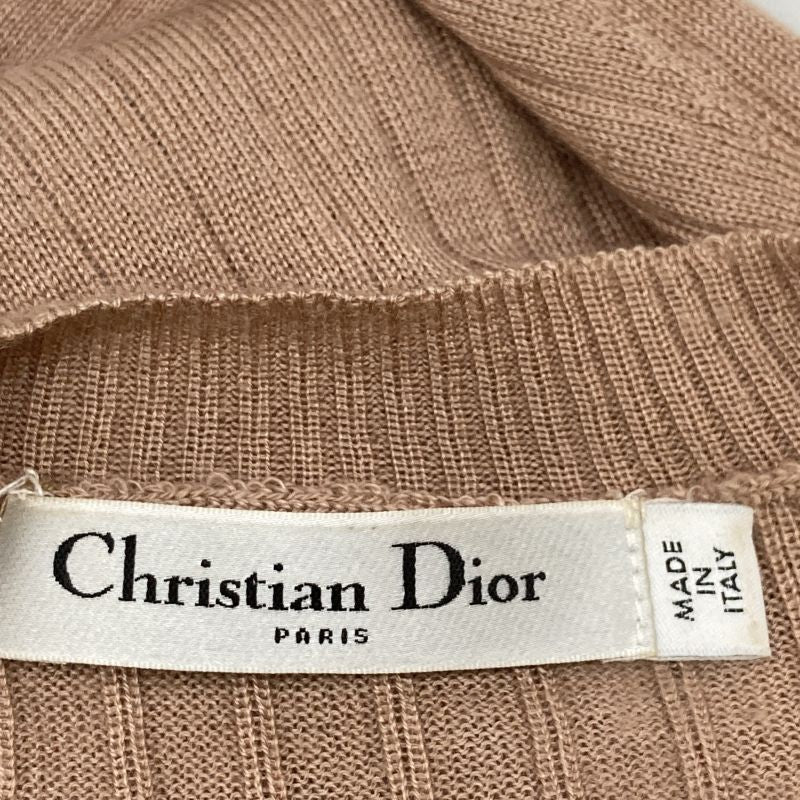 Christian DIOR 844s81am115 Brown Cashmere Silk BEE Embroidered Crewneck Knit 34