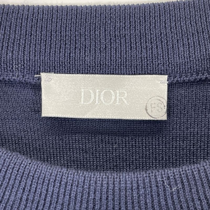 DIOR 863m631zt904 Navy Zip Design Crewneck Pullover Knit M