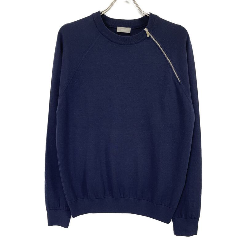 DIOR 863m631zt904 Navy Zip Design Crewneck Pullover Knit M