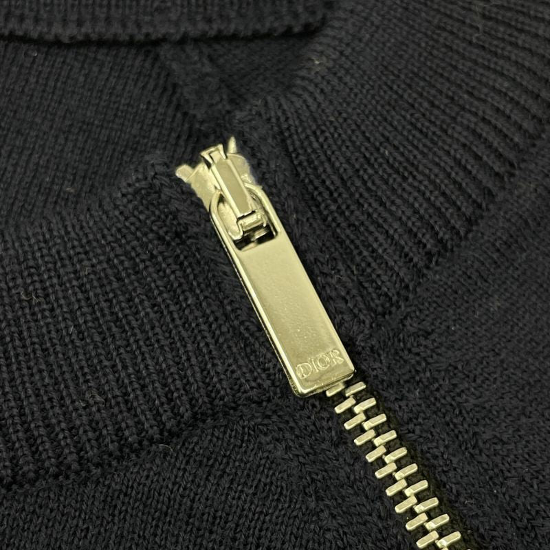DIOR 863m631zt904 Navy Zip Design Crewneck Pullover Knit M
