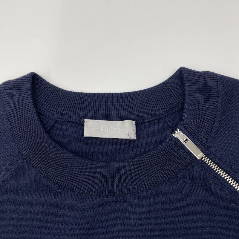 DIOR 863m631zt904 Navy Zip Design Crewneck Pullover Knit M