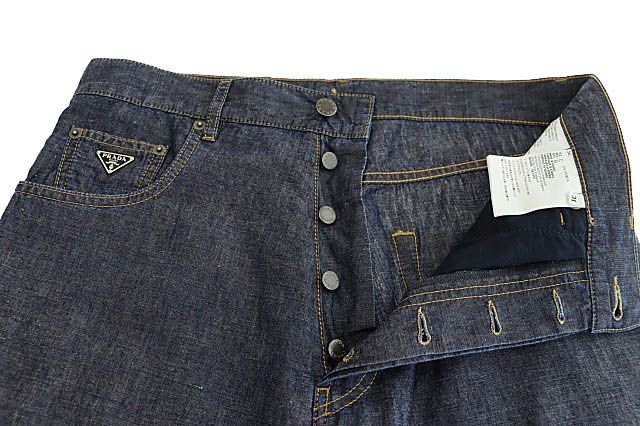 Prada 24SS Triangle Logo Plate 5 Pocket Denim Pants Jeans Gep374 31 Indigo