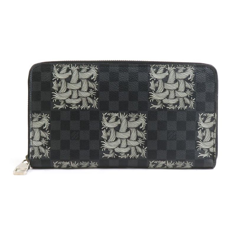 Louis Vuitton Round Zipper Long Wallet Organizer Damier Graphite Christopher