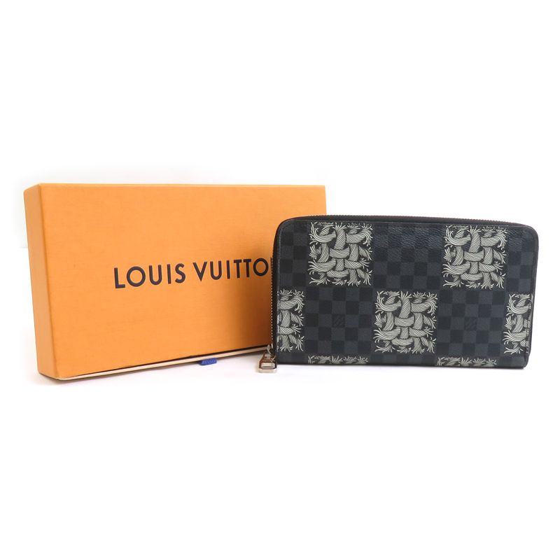 Louis Vuitton Round Zipper Long Wallet Organizer Damier Graphite Christopher