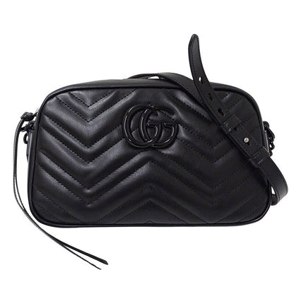 Gucci Bag Women's Brand Shoulder Bag GG Marmont Leather Black 447632 Black