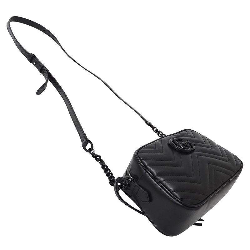 Gucci Bag Women's Brand Shoulder Bag GG Marmont Leather Black 447632 Black