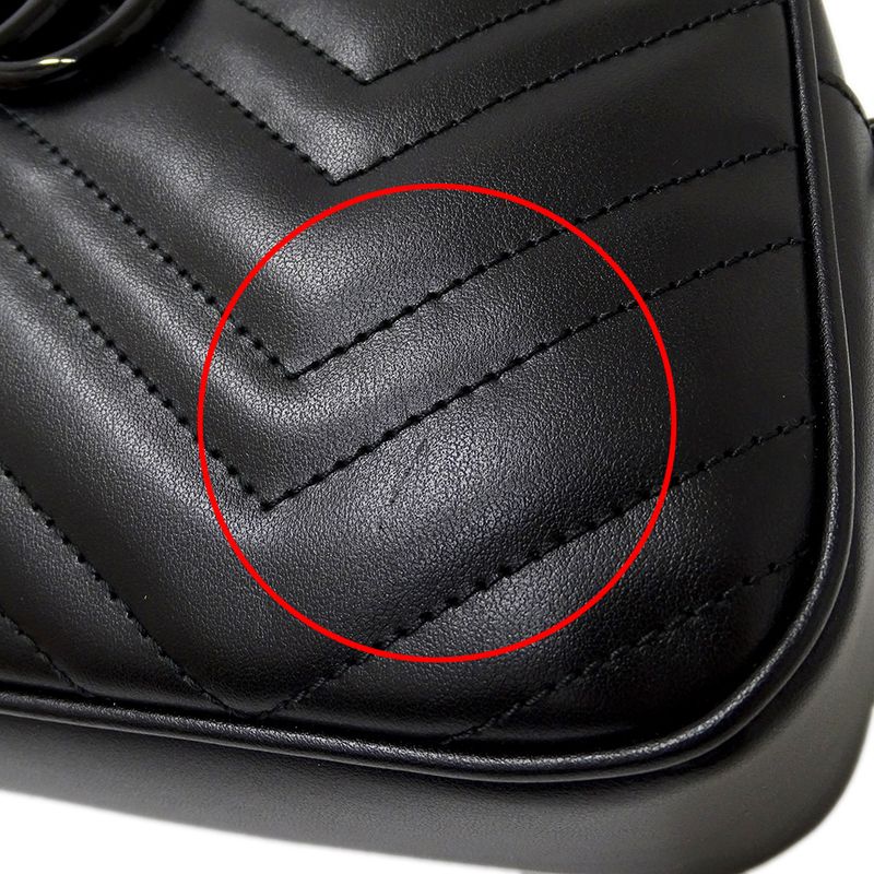 Gucci Bag Women's Brand Shoulder Bag GG Marmont Leather Black 447632 Black