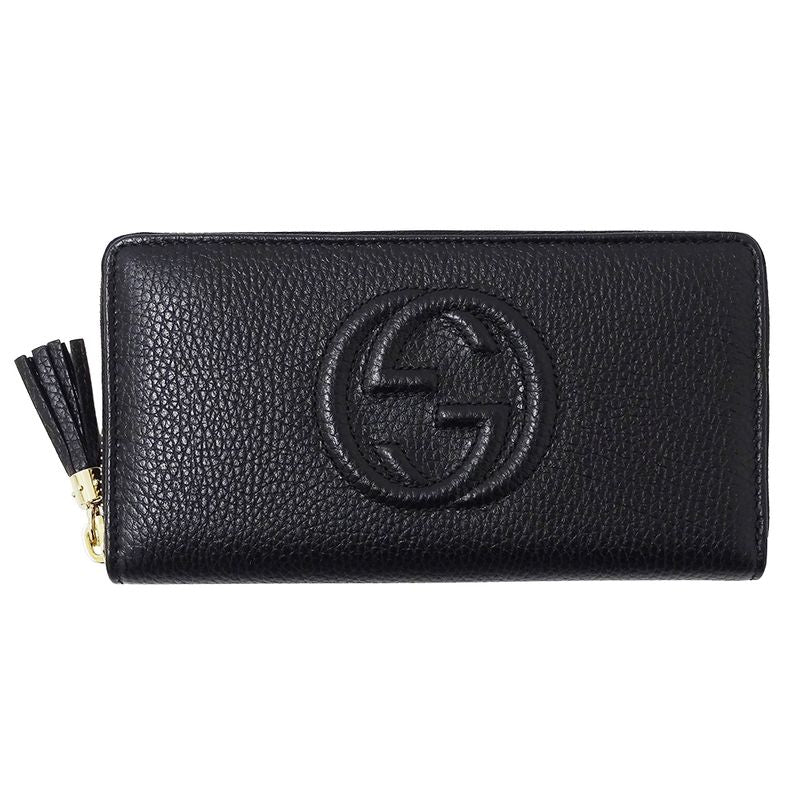 Gucci Wallet Women Men Branded Long Wallet Soho Leather Black 598187 Black