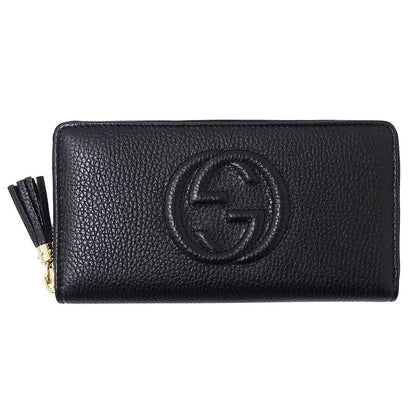 Gucci Wallet Women Men Branded Long Wallet Soho Leather Black 598187 Black