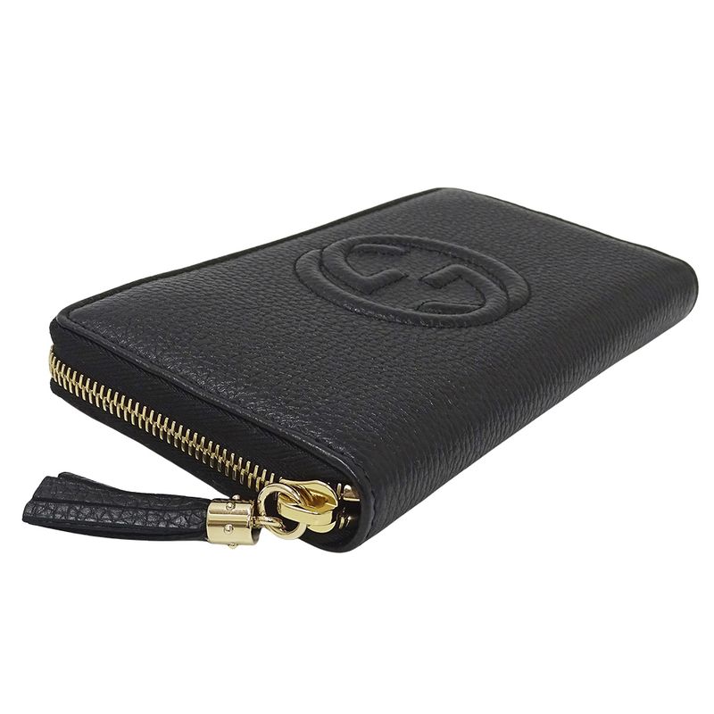 Gucci Wallet Women Men Branded Long Wallet Soho Leather Black 598187 Black