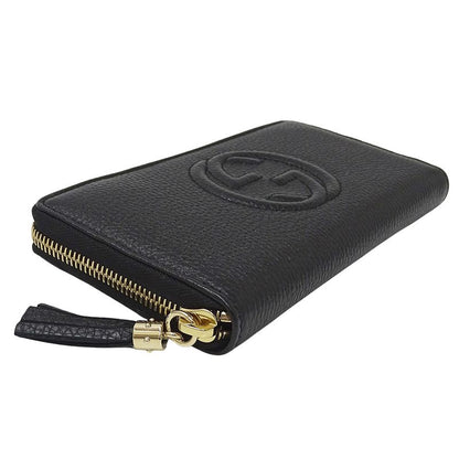 Gucci Wallet Women Men Branded Long Wallet Soho Leather Black 598187 Black
