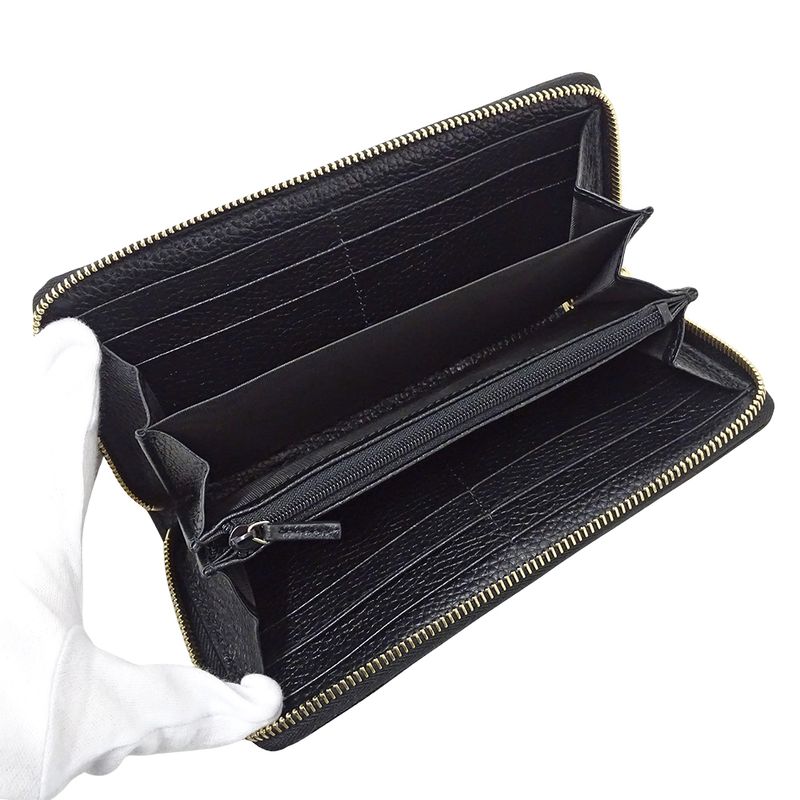 Gucci Wallet Women Men Branded Long Wallet Soho Leather Black 598187 Black